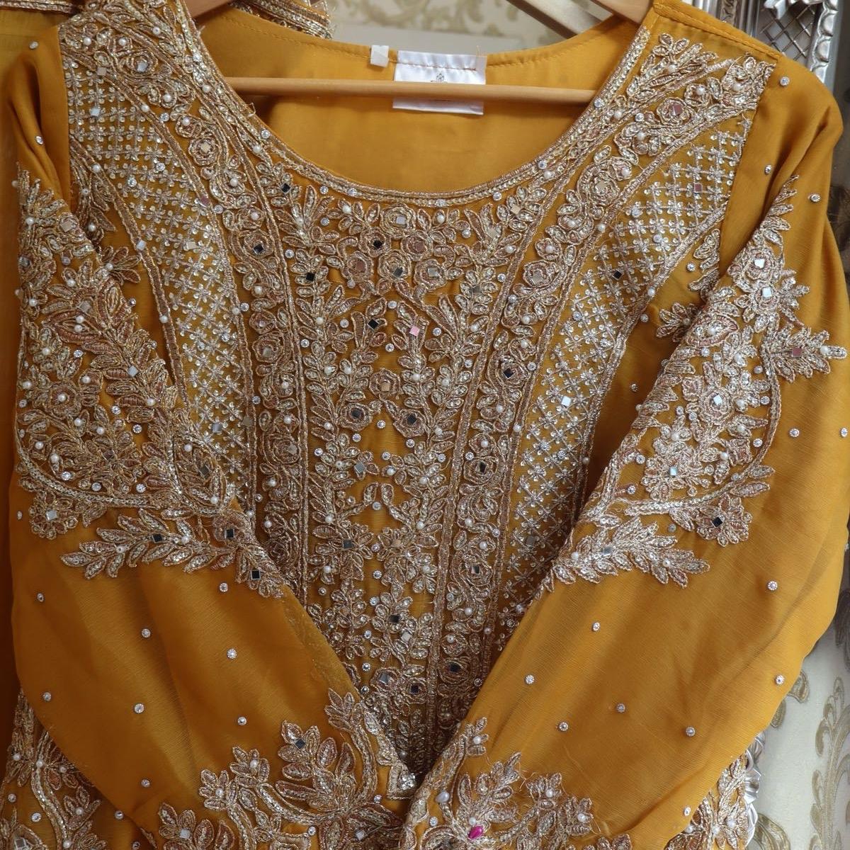 Heavy embroidered gharara suit - chiffon