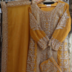 Heavy embroidered gharara suit - chiffon